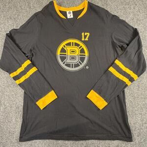 Boston Bruins Milan Lucic #17 NHLPA Long Sleeve Shirt Black M VTG #954